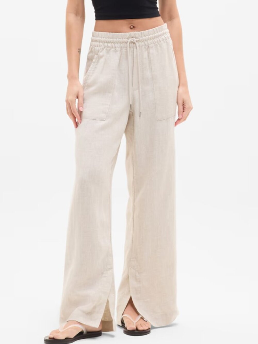 NWT ATHLETA Retreat 100% linen wide-Leg Pants in Color Woodland